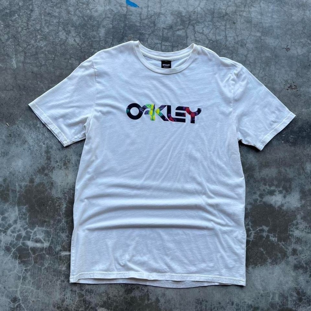 Oakley Shirt Mens Extra Large White Regular Fit Graphic Logo Tee Skate Surf BMX